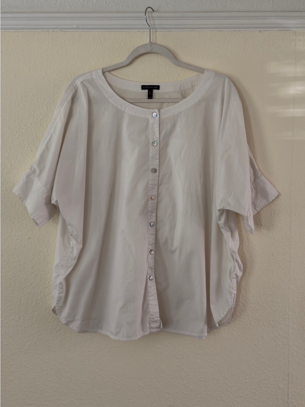 Eileen Fisher | Boxy Button-Front Short-Sleeve Top | XL